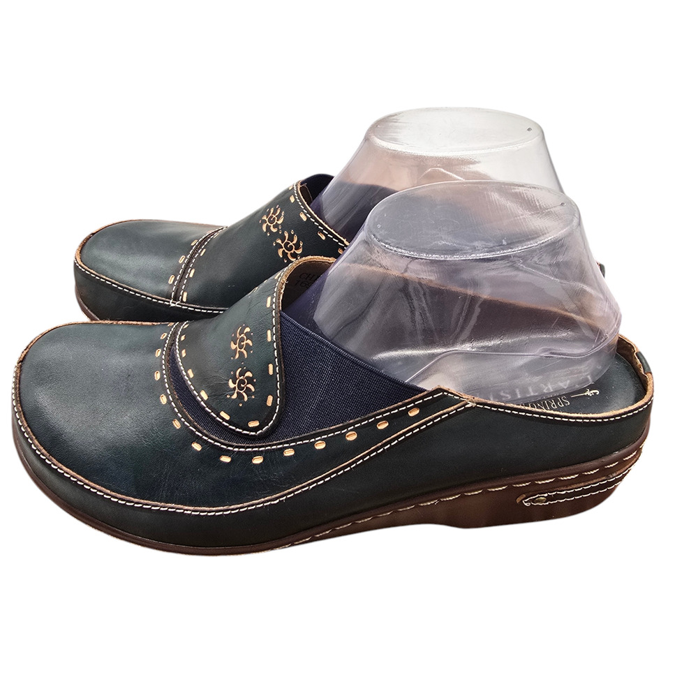 L'Artiste Chino Leather Clog Slip On Mule Womens 42 Blue Tan by Spring Step - Picture 3 of 12